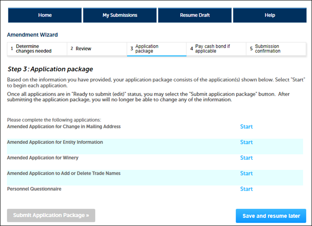 Permits Online screenshot 7: If you must make a change to an earlier screen or finish your application at a later time, just be sure you review all…