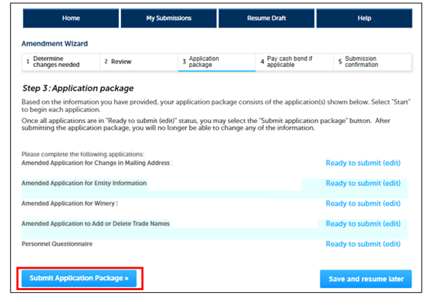 Permits Online screenshot 8: Submit your application package.