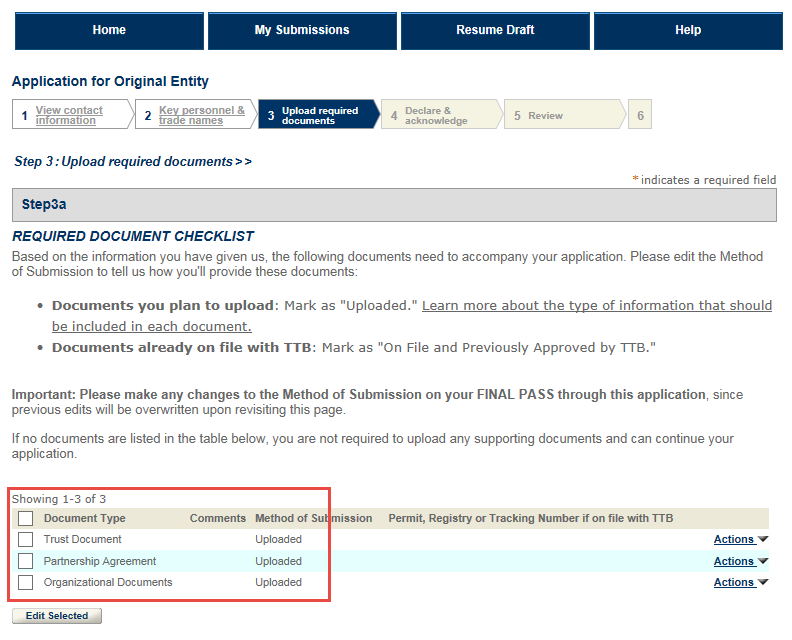 Permits Online screenshot 11: Based on the answers you provided in the application, you will be provided with a list of documents in Step 3a that you will…