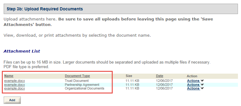 Permits Online screenshot 12: Based on the answers you provided in the application, you will be provided with a list of documents in Step 3a that you will…