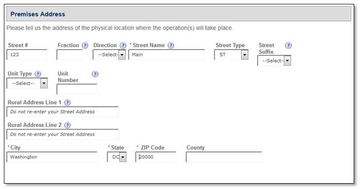 Permits Online screenshot 3: Premises address.