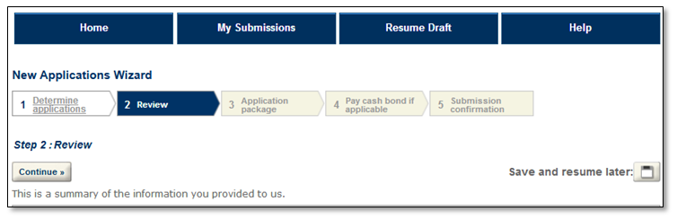 Permits Online screenshot 7: Review the information provided.