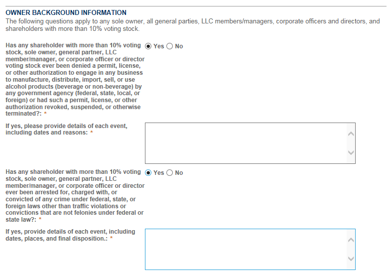 Permits Online screenshot 2: Step 2: Operation description