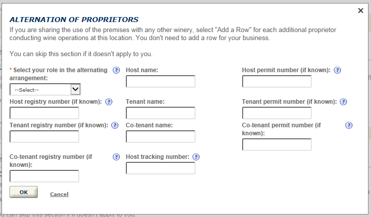 Permits Online screenshot 6: If your winery is in a residential building, you will need to answer additional questions.