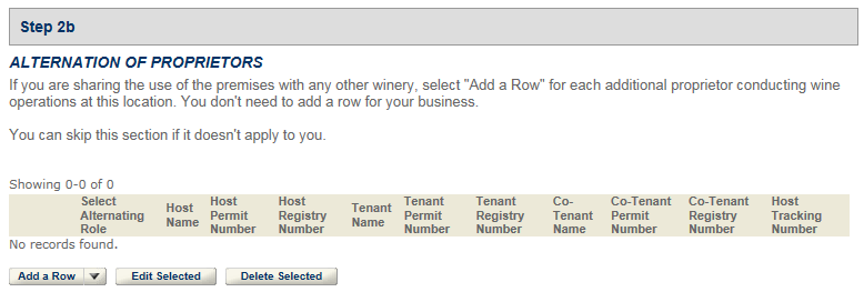 Permits Online screenshot 5: If your winery is in a residential building, you will need to answer additional questions.