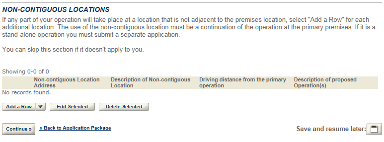 Permits Online screenshot 7: If your winery is in a residential building, you will need to answer additional questions.