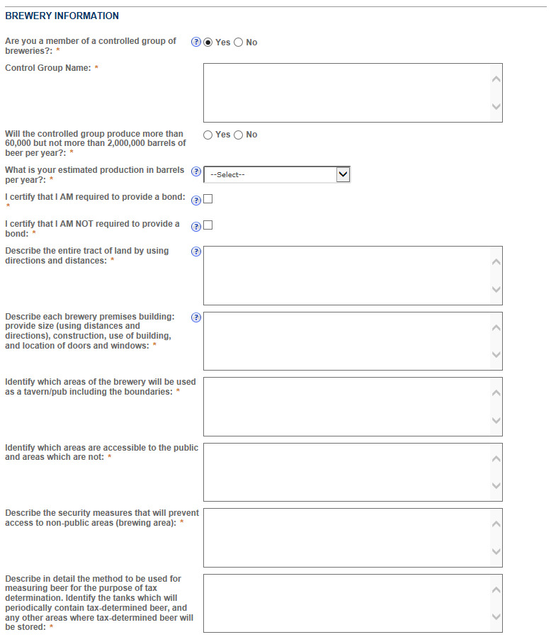 Permits Online screenshot 7: If you are a member of a controlled group, the above questions will appear.