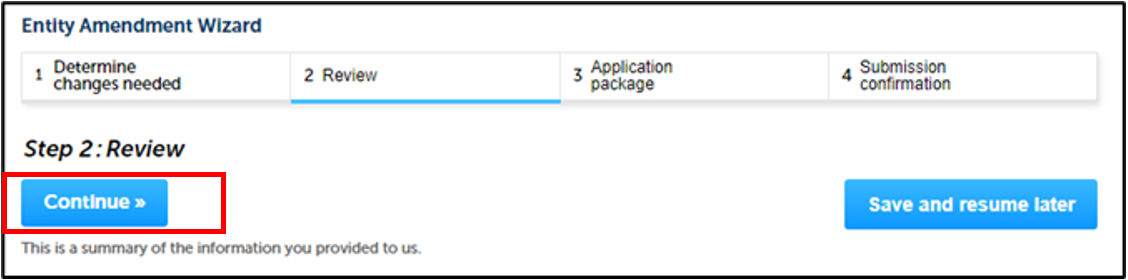 Permits Online screenshot 13: Continue to the Application Package