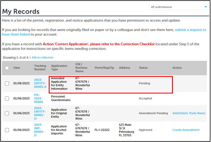 Permits Online screenshot 26: Review the Status of the Application
