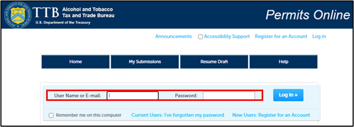 Permits Online screenshot 8: Log in to Permits Online