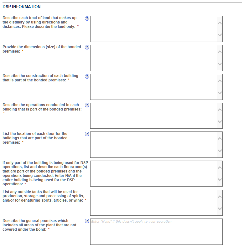 Permits Online screenshot 5: Based on which type of DSP industrial operation you select, different questions will appear.