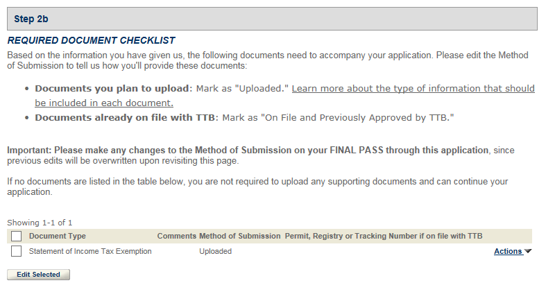 Permits Online screenshot 5: Based on the tax-free operation you select, you will have to answer an additional question about your operation.