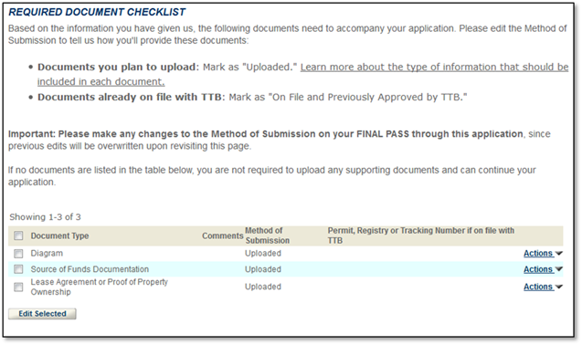 Permits Online screenshot 1: You will not be able to proceed to the next step until you have uploaded each of the documents in your required document…