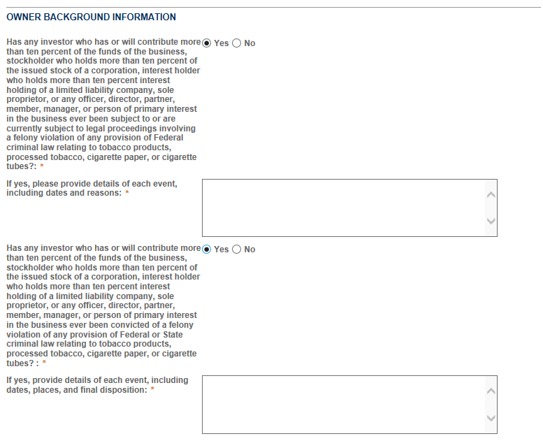 Permits Online screenshot 2: Step 2: Operation description