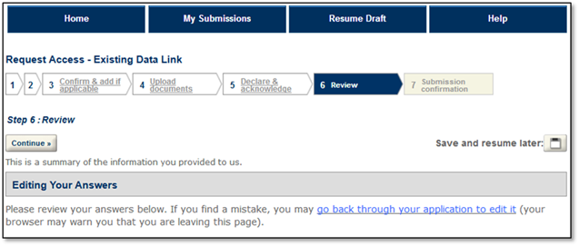 Permits Online screenshot 10: Review the information you provided.