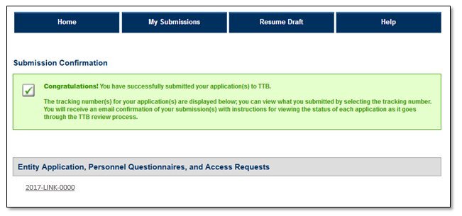 Permits Online screenshot 11: Step 7: Submission Confirmation
