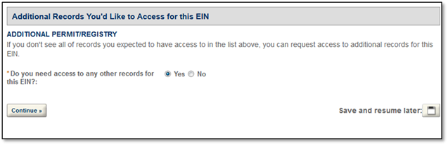 Permits Online screenshot 6: If you do not see a record you are looking for, answer "Yes" to the question "Do you need access to any other records for…