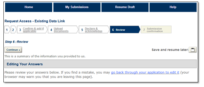 Permits Online screenshot 10: Review the information you provided.