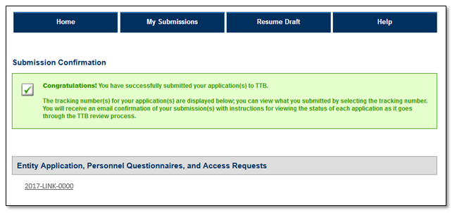 Permits Online screenshot 11: Step 7: Submission Confirmation
