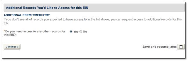 Permits Online screenshot 6: If you do not see a record you are looking for, answer "Yes" to the question "Do you need access to any other records for…