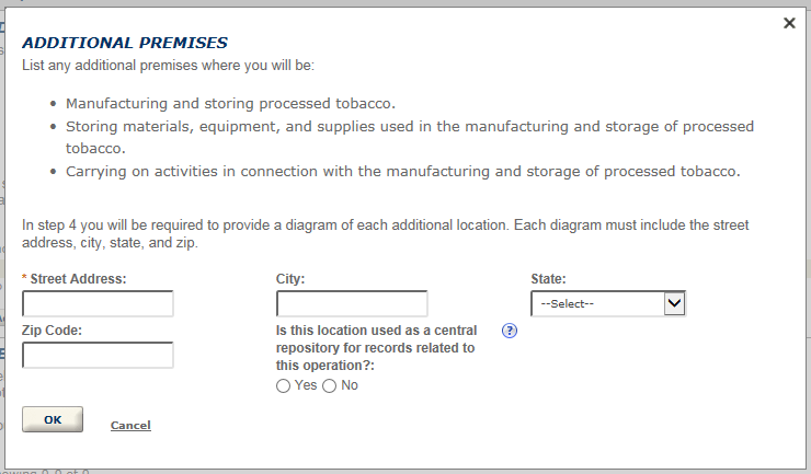 Permits Online screenshot 5: If you select "Yes" to the above questions, you will need to detail each occurrence in the textboxes provided.