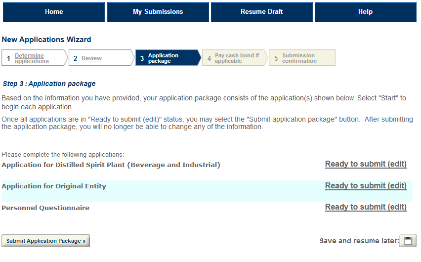 Permits Online screenshot 11: After submitting the application package you will no longer be able to make any changes to the information you submitted.