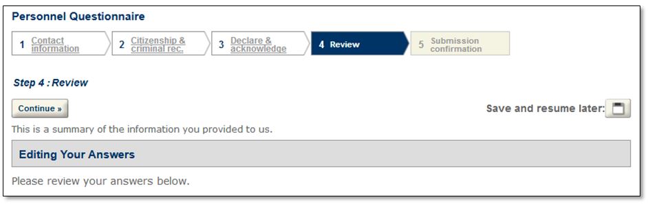 Permits Online screenshot 18: Here you may review a summary of the information you provided to us.