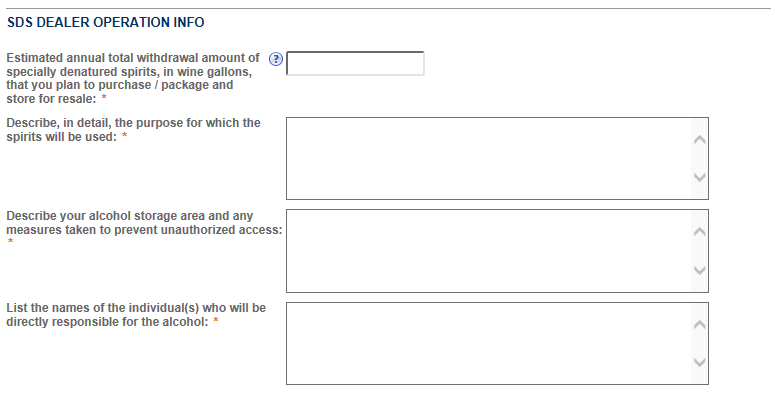 Permits Online screenshot 2: Step 2: Operation description