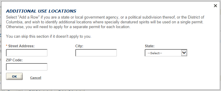Permits Online screenshot 9: Depending on which way you will use the tax free alcohol, different questions will appear.