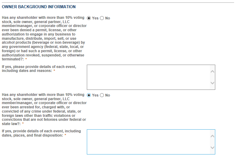 Permits Online screenshot 2: Step 2: Operation description