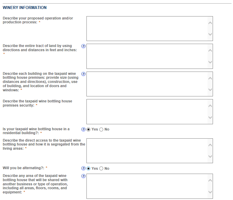 Permits Online screenshot 3: If you select "Yes" to the above questions, you will need to detail each occurrence in the textboxes provided.
