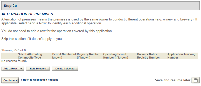 Permits Online screenshot 5: If your winery is in a residential building, you will need to answer additional questions.