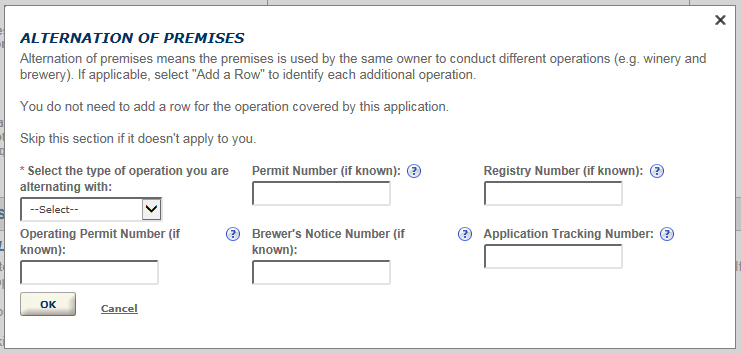 Permits Online screenshot 6: If your winery is in a residential building, you will need to answer additional questions.