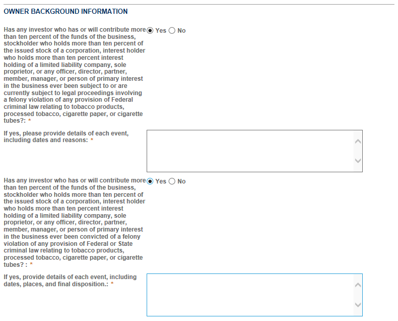 Permits Online screenshot 2: Step 2: Operation description