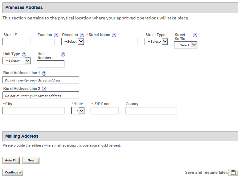 Permits Online screenshot 2: Step 1: Mailing address