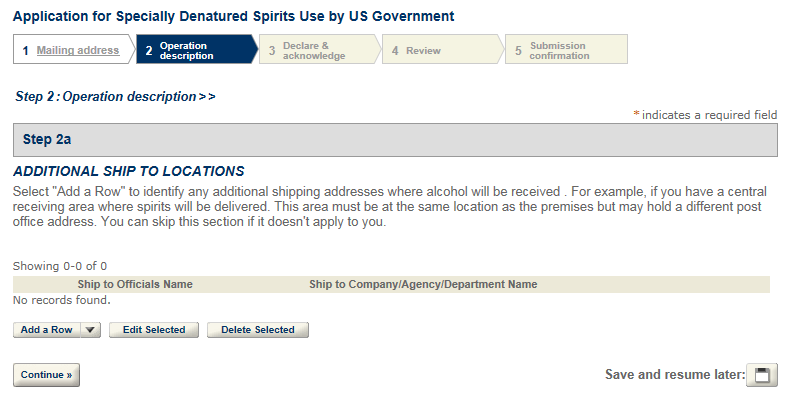 Permits Online screenshot 3: Step 2: Operation description