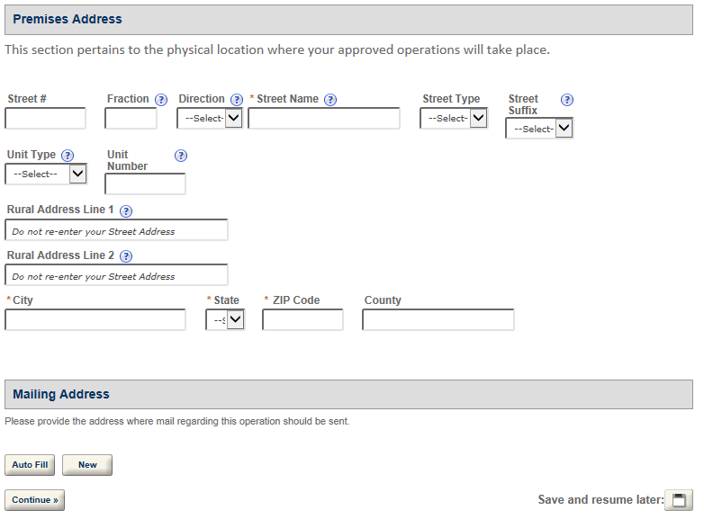 Permits Online screenshot 2: Step 1: Mailing address