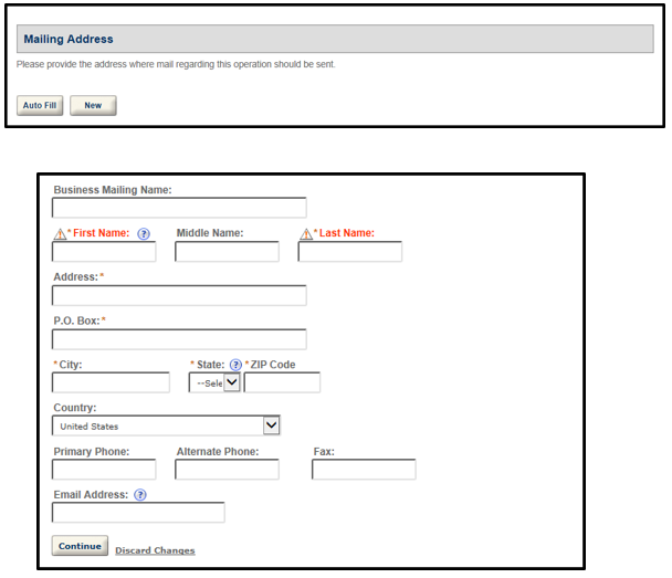 Mailing address fields